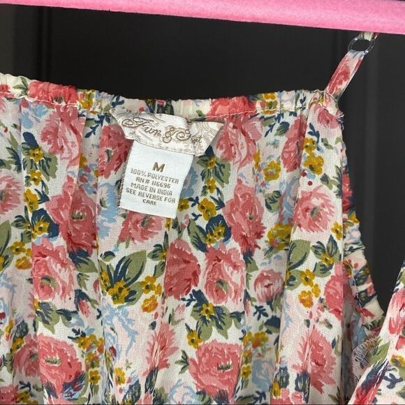 FUN & Flirt floral sheer summer ruffle tank Sz M - Picture 6 of 6